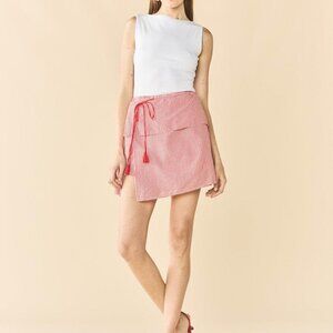 Sam Skort x Rainey Collaboration - Red Gingham with Cream Crochet Appliqué